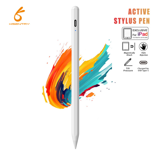 Original Texture Aluminum Metal Magnetic Design Active Capacitive Tablet Stylus Pen with Palm Rejection and 1.7mm Tip for iPad