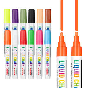 ชุดมาร์กเกอร์ชอล์กสีขาวเหลว1มม. 3มม. 6มม. 10มม. 15มม. ชุดปากกาทาสีหน้าต่างของเหลวสำหรับสติกเกอร์ติดตู้เย็นกระดานดำ - Product Image 2