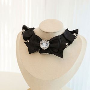 Collier pour chien et chat en dentelle avec nœud et pendentif perlé, collier-œillet pour animaux de compagnie, collier-collier pour chiens, chats et chiots, décoration de mariage - Product Image 2