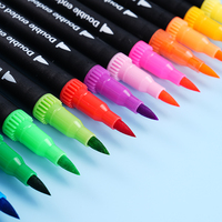 Ensemble de Feutres Marqueurs à Double Pointe Vibrants en Plastique Couleurs Aquarelle Premium Pointe Feutre pour Coloriage Adulte Artistes Étudiants Boîte Cadeau Incluse