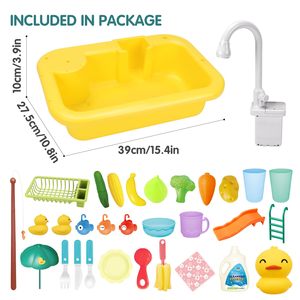 EPT Nouveau bassin de lavage électrique pour enfants Vaisselle de jeu de simulation Jouet d'évier de cuisine mignon - Product Image 5