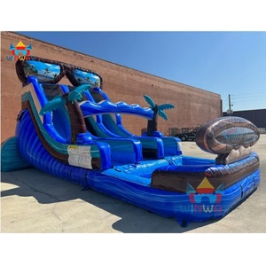 Jeux d'extérieur commerciaux, toboggan aquatique gonflable avec jeux <span class=keywords><strong>de</strong></span> piscine, toboggan double humide et sec, lunettes <span class=keywords><strong>de</strong></span> soleil bleues marbrées pour les <span class=keywords><strong>vacances</strong></span>, en vente - Product Image 3