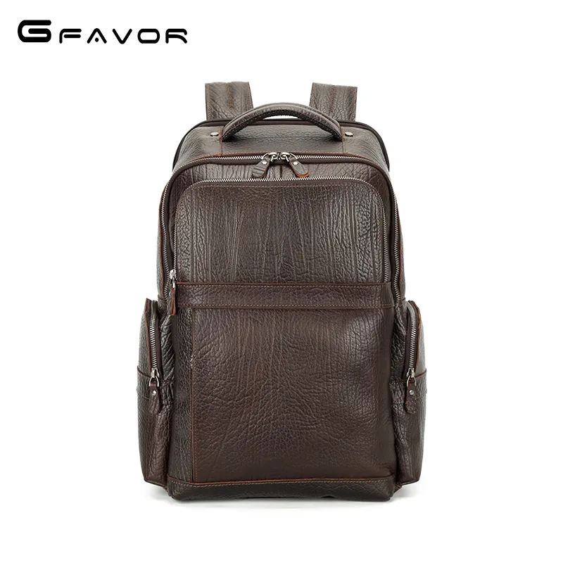 Real Leather Business Outdoor Waterproof Travel Cowhide Laptop Bag Genuine Leather Backpack For Men