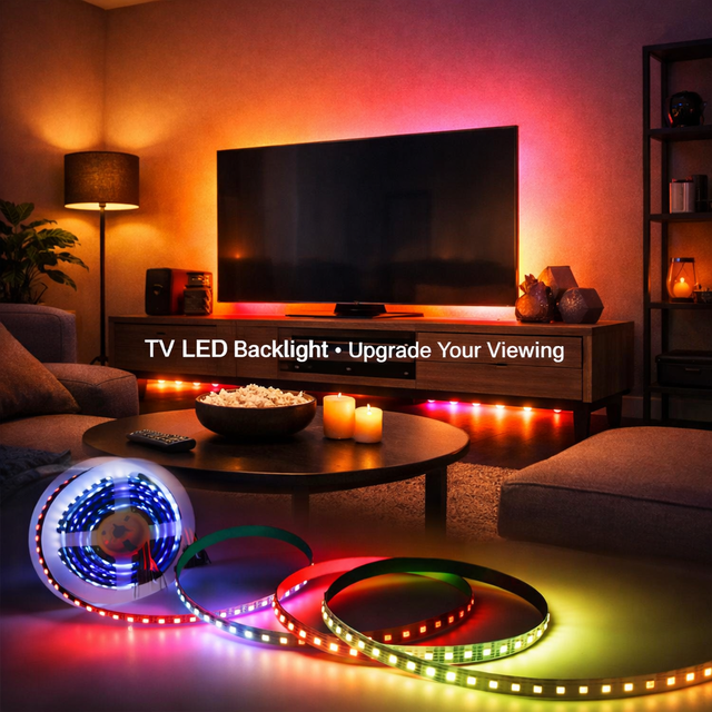 TM512 RGB LED Strip Light for TV Backlight 24V Flexible LED Tape Ambient Lighting for Home Cinema Background Decoration