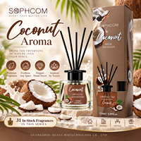 Diffuseur de parfum en verre en gros avec huile parfumée et bâtonnets en rotin naturel pour la décoration de chambre, salle de bain et salon