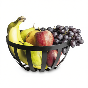 Cesta de Frutas Metálica GUSTA, Tamaño Mediano, Acabado Negro, Almacenamiento para Cocina - Product Image 2