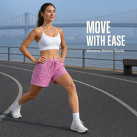 Shorts de sport pour femmes personnalisés, coupe ample, taille à cordon de serrage, poches latérales, vêtements de sport pour femmes, shorts de sport pour yoga, gym, fitness
