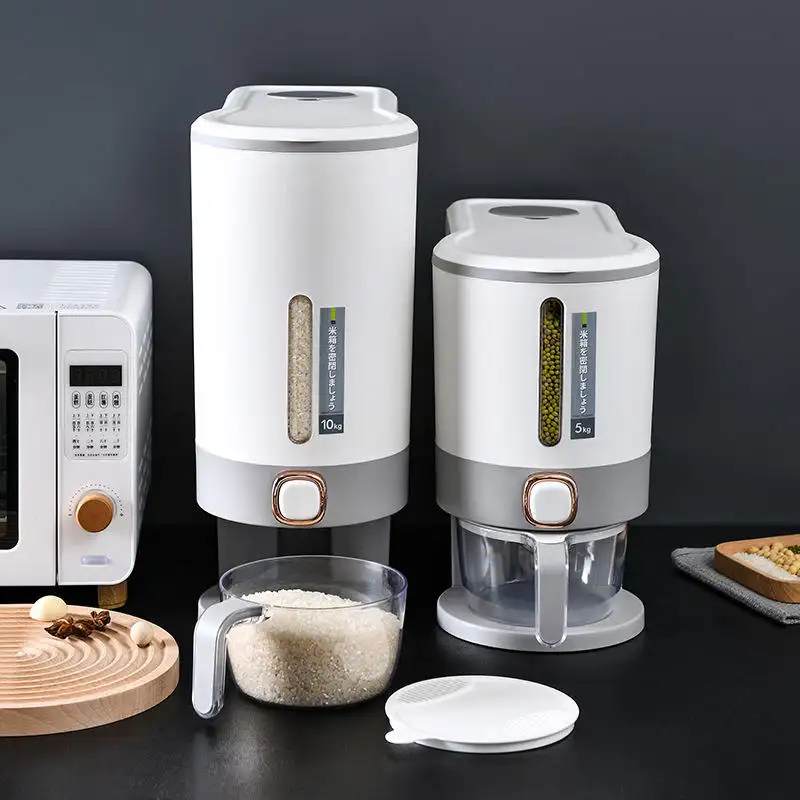 Hot Sale Rice Dispenser Versiegelte Getreide behälter lagerung mit Deckel Messzylinder Feuchtigkeit beständige Haushalts reis lagerung