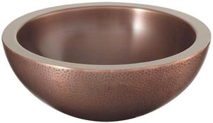 อ่างล้างจานทองแดงแบบเดี่ยวสำหรับห้องน้ำอ่างล้างจานทรงกลมติดผนังสองชั้นก๊อกน้ำสำหรับติดตั้งบนพื้นผิวนาโนแบบหลุมเดียว - Product Image 2