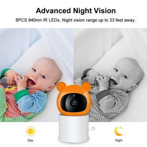 Monitor para Bebés de 5 Pulgadas, Conexión Inalámbrica de 2.4G, Cámara para Bebés, Programación de Alimentación, Monitoreo de Temperatura, Música Relajante Infrarroja - Product Image 3
