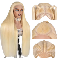 Wig Lace Front 613 Rambut Manusia Asli Virgin, Wig Frontal Lace 13x6 Loose Deep, Sudah Di-pre-pluck, Kepadatan 200%, Wig Lace Front HD Pirang 613