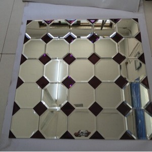 مرآة حائط مربعة حديثة باللون الرمادي الفضي للاستخدام في الشقق، مقاومة للماء، زجاج مصقول بتصميم شكل خاص - Product Image 3