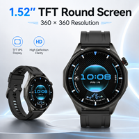 Montre connectée ronde de 1,52 pouce, double Bluetooth 5.3, appels, IP67, fréquence cardiaque, SpO2, suivi d'activité, charge magnétique, OEM ODM