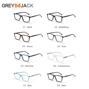 Montures de lunettes Greyjack, rectangulaires, monture intégrale, acétate, unisexe, anti-lumière bleue, C1 C2 C3 C4 C5 C6 C7 C8 - Product Image 1
