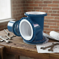 Raccord en T réducteur en acier doublé de PTFE anticorrosion pour le transfert d'acides chimiques