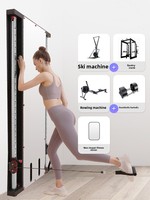 Máquina de entrenamiento funcional ajustable de acero inoxidable para montaje en pared, con espejo y sistema de cable cruzado, para gimnasio en casa, para mujeres