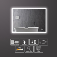 Specchio Espejos Con Luz Led Lighted Rectangle Square Smart Bathroom Bath Toilet Mirror With Magnifying in Bathroom