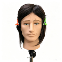 Tête de mannequin en cheveux humains 100 % naturels pour la formation de coiffeurs, avec cheveux raides et décoloration, vente en gros