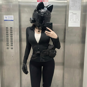 新工場直販 女の子用電動バイク 猫耳付きオープンフェイスヘルメット オールシーズン対応 ABS素材 DOT認証済み - Product Image 2