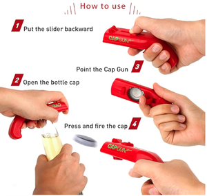 Décapsuleur Nouveauté en Forme de Pistolet Lance-Capsules en Alliage de Zinc Portable avec Filet de Récupération pour Fêtes, Activités de Plein Air et Camping - Product Image 3