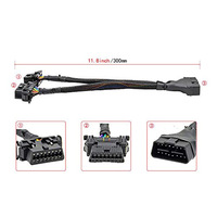 Cable de extensión OBD2 LT012 de 16 pines, macho a doble hembra, cable divisor de diagnóstico OBD2, herramientas de diagnóstico