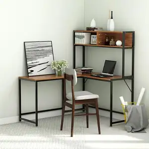 Escritorio de la computadora moderna en forma de L escritorio con almacenamiento de escritorio de esquina con Hutch de la Oficina para el hogar