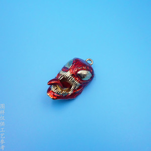 Pendentif Crâne Métallique Personnalisé Rouge Thème Visage de Dessin Animé 3D Breloque Collier pour Usage Quotidien - Product Image 2