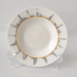 Assiettes à dîner en céramique à motif de feuilles tropicales très vendues - Vaisselle botanique moderne avec bordure dorée pour la maison et le <span class=keywords><strong>caf</strong></span>é - Product Image 4