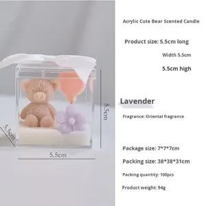 Boîte à <span class=keywords><strong>bougie</strong></span> exclusive en forme d'ours mignon, <span class=keywords><strong>petite</strong></span>, pour baby shower, baptême, mariage, anniversaires, faite à la main, en cire de soja, aromathérapie à la lavande, écologique - Product Image 6