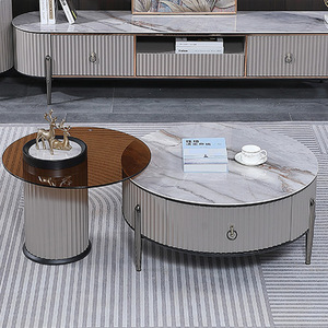 Meuble mural de luxe design italien en forme de plaque de roche pour téléviseur, <span class=keywords><strong>pied</strong></span> <span class=keywords><strong>haut</strong></span>, support <span class=keywords><strong>TV</strong></span> et table centrale, meuble en pierre de levage pour le salon - Product Image 3