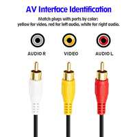 Câble RCA AV composite 3 cœurs plaqué or, câbles audio-vidéo en cuivre rouge, blanc, jaune pour TV, DVD, décodeur
