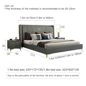 홈 침실 가구 부드러운 헤드 보드가있는 현대적인 디자인 침대 소년과 소녀를위한 저장 공간이 우수한 파란색 부드러운 나무 침대 - Product Image 5