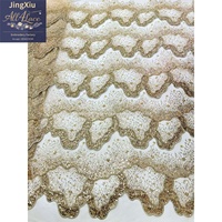 Tissu en tulle à paillettes et perles lourdes superposées à motif festonné pour robes de mariée et de soirée africaines