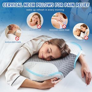 Almohadas cervicales <span class=keywords><strong>de</strong></span> espuma viscoelástica para alivio del <span class=keywords><strong>dolor</strong></span>, contorno ergonómico ajustable, forma <span class=keywords><strong>de</strong></span> mariposa ortopédica, modernas y transpirables - Product Image 4