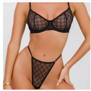 Nouvel <span class=keywords><strong>ensemble</strong></span> de lingerie sexy ultra-fin en <span class=keywords><strong>maille</strong></span> écossaise française, en polyester, pour grandes tailles, avec soutien-gorge demi-bonnet push-up transparent - Product Image 1