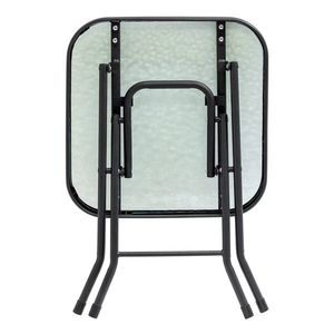 Mesa Auxiliar Plegable para Patio Exterior con Tapa de Vidrio Templado para Jardín, Césped, Balcón, Piscina - Product Image 4