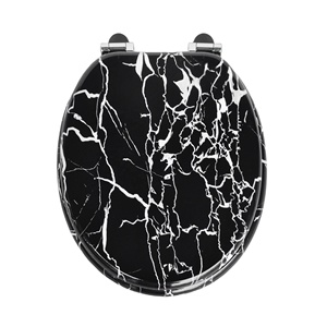 <strong>Black</strong> Marbled Design <strong>Toilet</strong> <strong>Seat</strong> MDF Decorative <strong>Toilet</strong> <strong>Seats</strong> for Bathroom Decor - Product Image 4