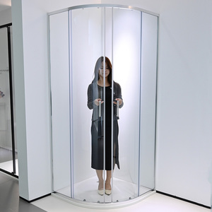 Porta <span class=keywords><strong>Doccia</strong></span> Scorrevole Economica e Personalizzabile, Design Moderno Europeo, Telaio in Alluminio <span class=keywords><strong>a</strong></span> Quadrante, <span class=keywords><strong>Vetro</strong></span> Temperato Trasparente da 6mm - Product Image 1
