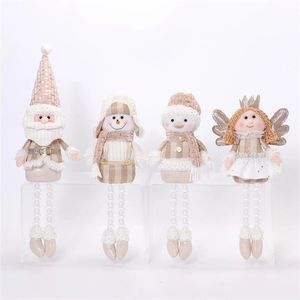 ตุ๊กตาคริสต์มาสขาประดับลูกปัดน่ารัก 4 ชิ้น ซานต้า สโนว์แมน เพนกวิน เทวดา ตกแต่งบ้านในวันหยุด - Product Image 2