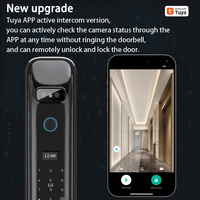 DF03XF Serrure Intelligente WiFi Tuya avec Interphone Vocal 9 Langues, Accès Biométrique (Empreinte Digitale/Réconnaissance Faciale) Compatible Portes en Aluminium/Acier