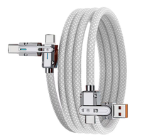 Cable USB Tipo C 4 en 1 con Trenzado de Nailon y Cobre Puro, Cable de Datos de Carga Rápida PD de 100 W para iPhone, para Samsung, para Cargador Rápido