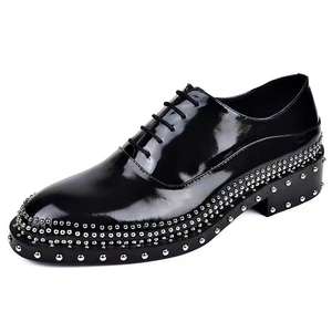 Premium Men's Genuine Leather Oxford Shoes - <b>Bolt</b> Stud Lace Embellished Autumn Luxury Business Formal Manufacturer Supplier - Product Image 1