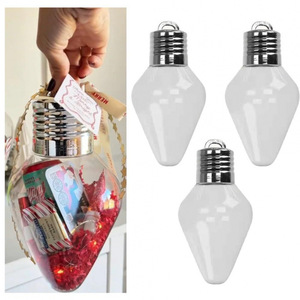 Pot cadeau en forme d'ampoule de Noël, ornement en plastique transparent en forme d'ampoule pour décoration de fêtes, remplissage de cadeaux, lot de 3 - Product Image 1