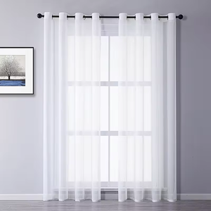 Rideaux de fenêtre en tulle blanc bon marché en gros, élégants draperies en tulle pour la décoration de la maison et du salon - Product Image 1