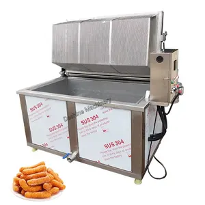 Paslanmaz çelik endüstriyel fritöz kızarmış soğan halkaları sürekli endüstriyel fritöz patates kızartması kızartma makinesi