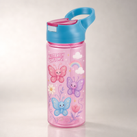 Bouteille d'eau en plastique avec couvercle et design de dessin animé, pour une utilisation en extérieur