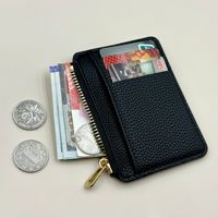 Porte-cartes de crédit fin en cuir PU avec fermeture éclair latérale, pochette à monnaie zippée, portefeuille multi-fentes pour cartes d'identité, pour hommes et femmes, voyage et affaires