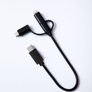 3 in 1To USB C PD 60W cavo di ricarica rapida 15cm tris intrecciato con connettori in PVC per più dispositivi - Product Image 1