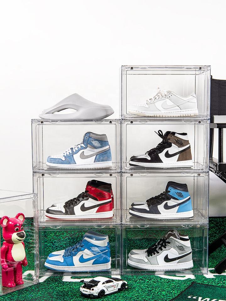 Magnetic Acrylic Shoe Rack Display Box Stackable Dustproof Sneaker ...