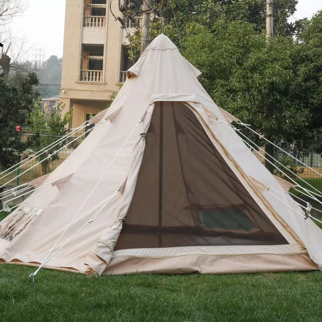 निविड़ अंधकार 5m teepee टीपी तम्बू 100% कपास कैनवास भारतीय teepee शादी तम्बू वयस्क आउटडोर glamping